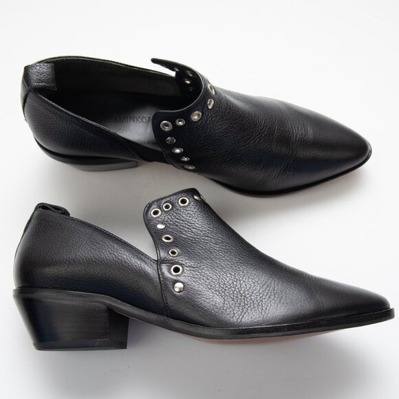 Rebecca Minkoff Annette Bootie Studded Ankle Boot Leather Black Size 8.5 - Picture 1 of 9
